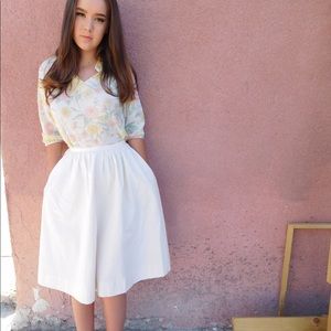 1970s Creme Linen Skirt with Pockets!